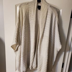 Ladies Worthington cream colored with gold metallic cocoon type sweater